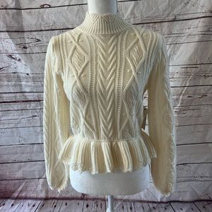 NWT Size S Small Q+A Off White sweater Velvet Crush high neck